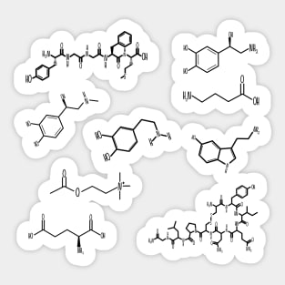 Neurotransmitters Happy Chemicals Black Sticker Sheet Sticker